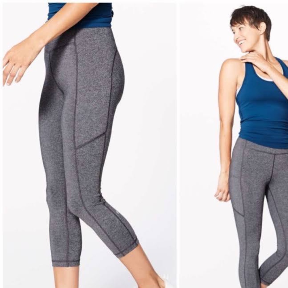Lululemon Speed Up Crop 21” W6AK6S Size 10 Heathered Black Full On Luxtreme